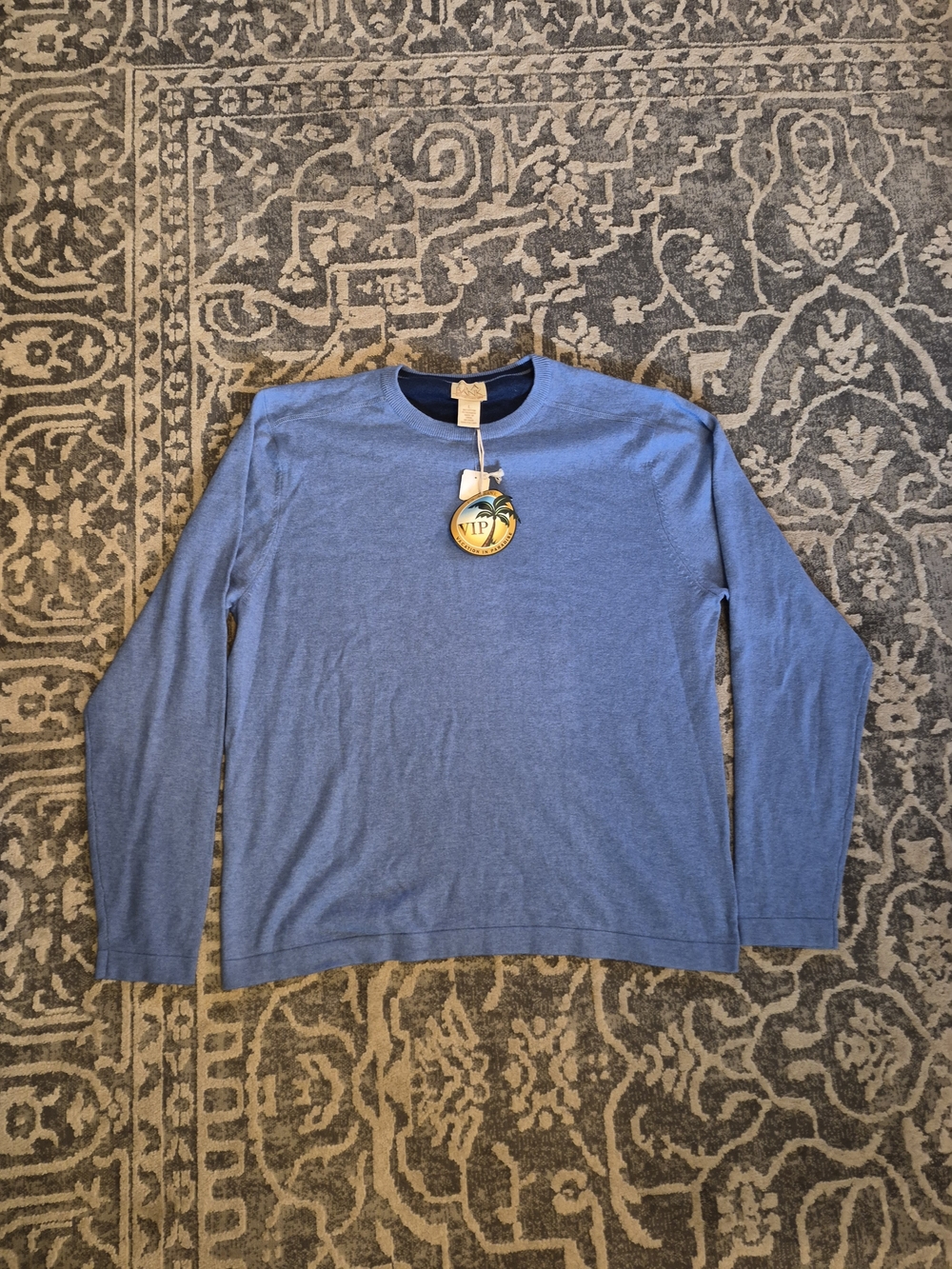 Jos. A. Bank‎ Light Blue Crewneck Sweater Size L 96%Cotton,4%Cashmere